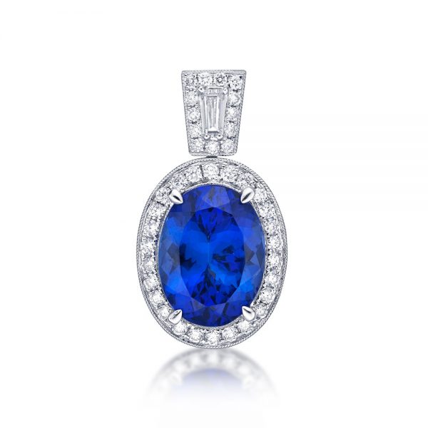 Tanzanite Pendant- Carats with baguette diamonds ( Balance Due )