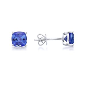 Cushion Cut Tanzanite Stud Earrings 2.00 carats total