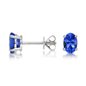 2.00 ct Tanzanite Stud Earrings 14K White Gold