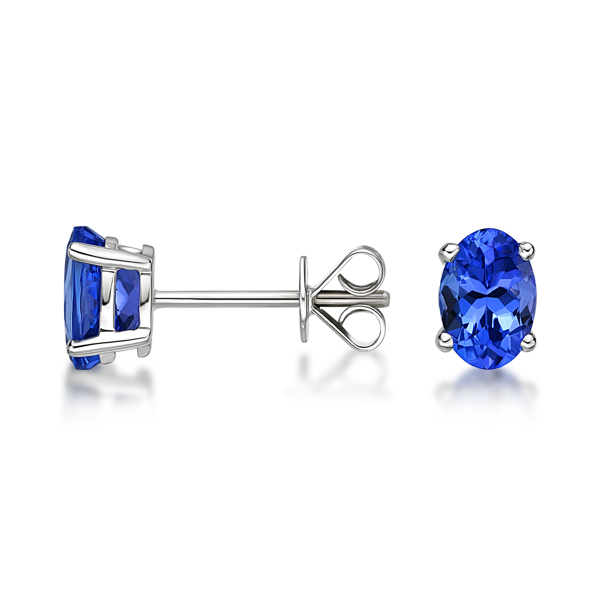 2 Ct Round Cut  Tanzanite Solid 14k White Gold Stud Earrings 
