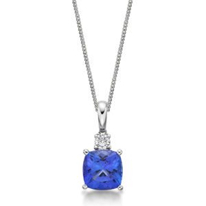 2.91 ct Cushion Cut Tanzanite & Diamond Pendant