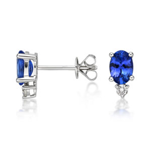 Oval Diamond Duet Tanzanite Earrings