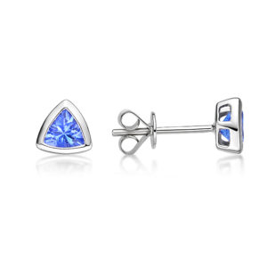 Petit Trillion Bezel Set Tanzanite Studs