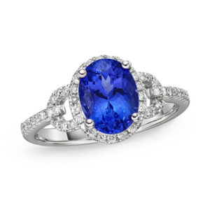 2.00 Ct Tanzanite & Diamond Deco Halo Ring