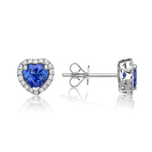 0.98ct Petit Tanzanite Heart Shaped Stud Earrings