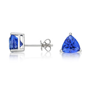 2.46 ct "Trinity" Solitaire Tanzanite Trillion Earrings 14 K White Gold