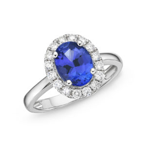 Oval " Kate" Tanzanite & Diamond Halo Ring,