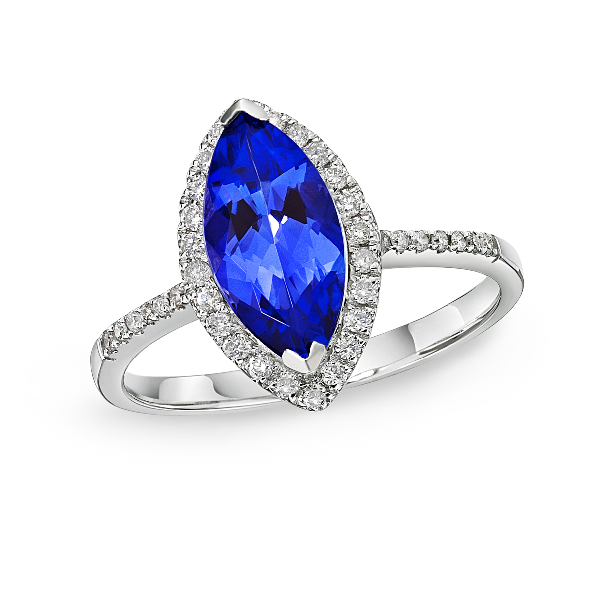 1.63 ct Tanzanite & Diamond Marquise Halo Ring