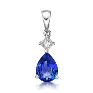 1.00 Ct Pear Shaped Tanzanite & Diamond "Duet" Pendant