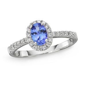 Petit Tanzanite Oval & Diamond Halo Ring