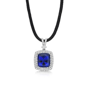 Exceptional 13.61 Carat Tanzanite & Diamond Pendant