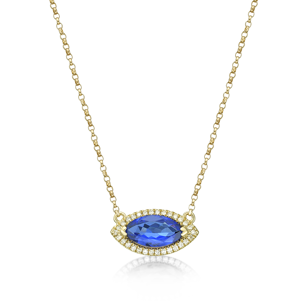 1.06 Ct Marquise Cut Tazanite & Diamond Necklace