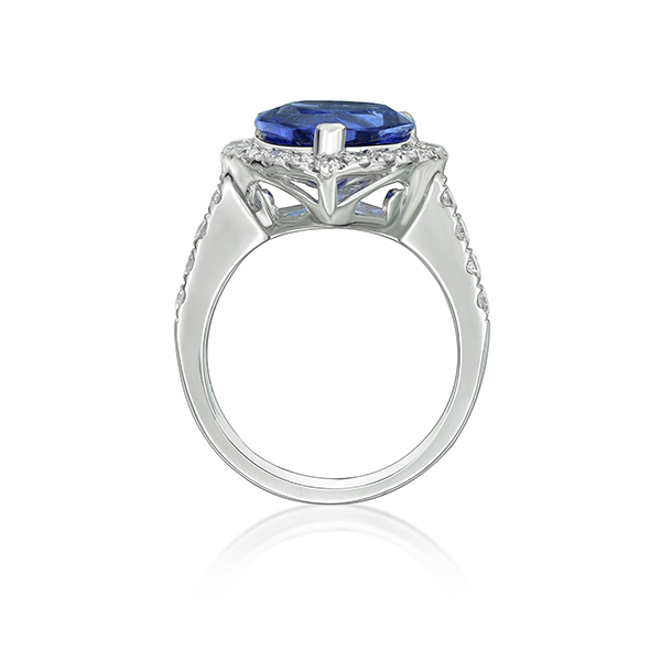 Exceptional 4.56 Ct Heart Shaped Tanzanite & Diamond Ring