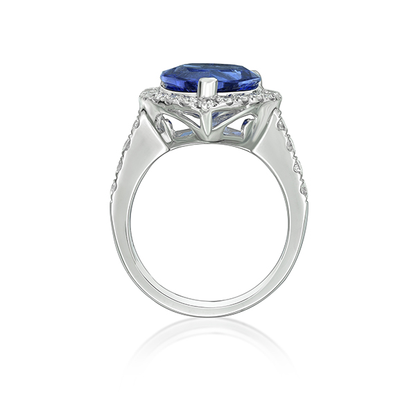 Exceptional 4.56 Ct Heart Shaped Tanzanite & Diamond Ring - Tanzanite ...