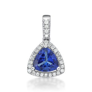 Exceptional 1.05 Trillion Cut Tanzanite & Diamond Pendant