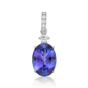 Exceptional 3.76 Oval Tanzanite & Diamond Pendant