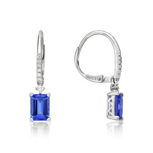 2.00 Ct Tanzanite " Emerald Cut" Drop Earrings