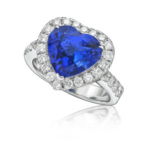 Exceptional 4.56 Ct Heart Shaped Tanzanite & Diamond Ring