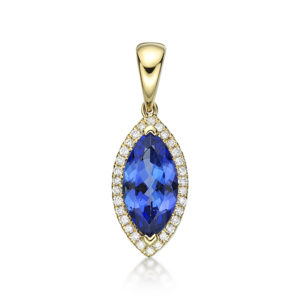 1.98 Ct Marquise Cut Tazanite & Diamond Pendant