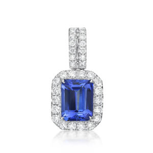 Exceptional 2.23 Tanzanite "Emerald Cut" & Diamond Pendant