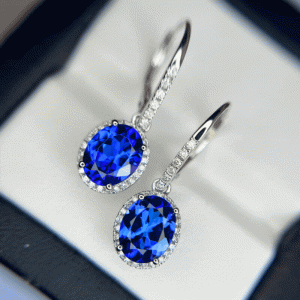 tanzanite oval drop earrings